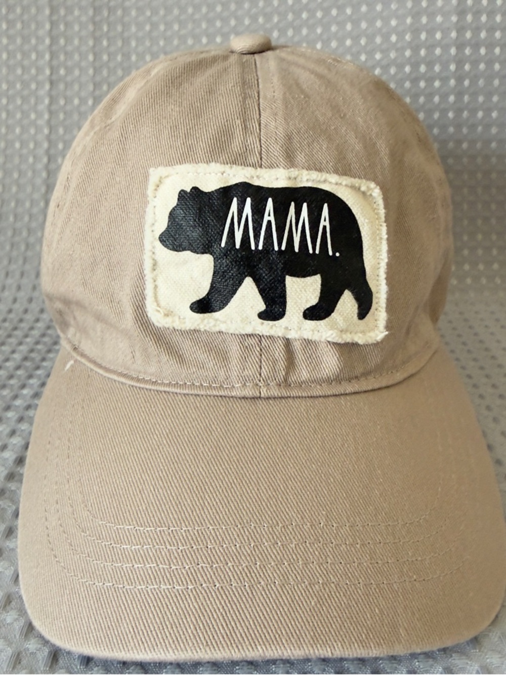 Rae Dunn Tan Kids 'MAMA' Bear Patch Baseball Cap